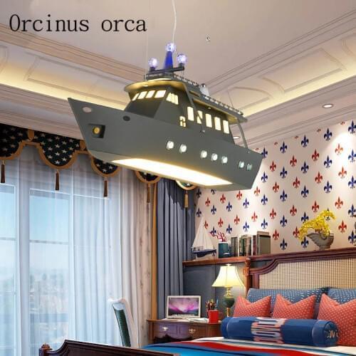 Remote controlled UFO chandelier childrens room boy bedroom LED flying saucer lights creative cartoon spacecraft Chandelier