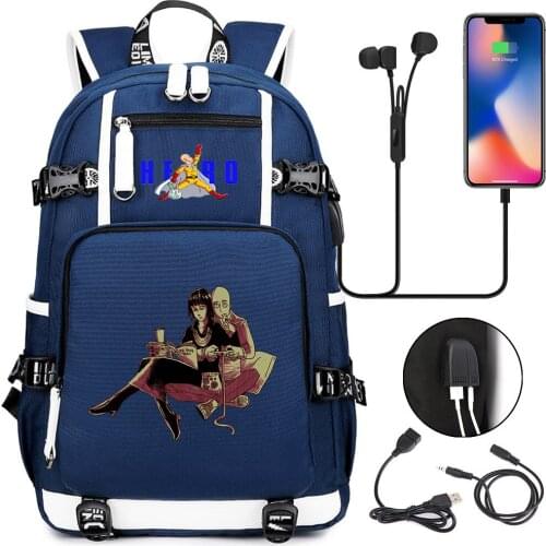 Cartoon Backpack Anime One Punch-Man Zip Unisex School Bags for Teenagers Student Bookbag USB Travel Laptop Shoulders Packsack