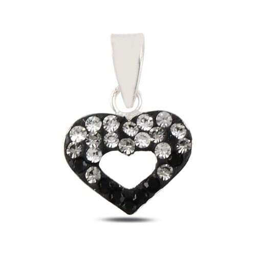 Silver 925 Sterling Heart Crystal Stone Pendant