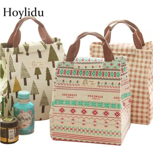 Thermal Insulated Lunch Bags for Women Kids Large Capacity Picnic Food Bag Portable Canvas Cooler Bag Fruits Fresh Storage Pouch