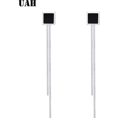 UAH new fashion brief style silver black Tasso geometric stud earrings for women 2019 square earrings boucles d'oreilles