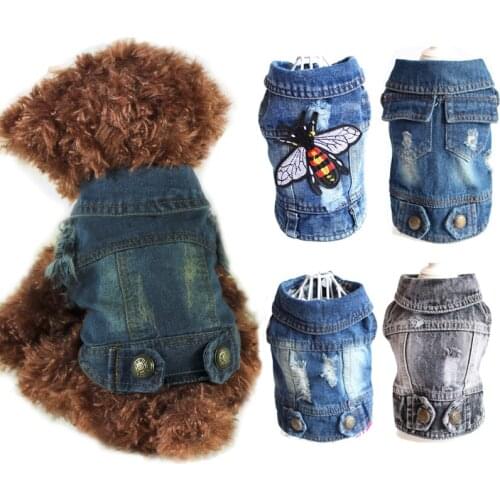 2020 Spring Fashion Denim Dog Jacket Classical Puppy Clothes for Small Dogs Chihuahua Jeans T-shirt Personalized Pet Costume