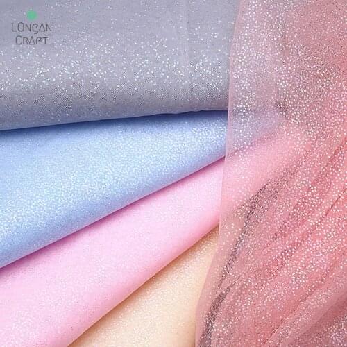 160X100cm Colorful Hot Stamping Gauze Stage Fabrics High Shine Silver Gold Powder Mesh Yarn Fluorescent Fabric
