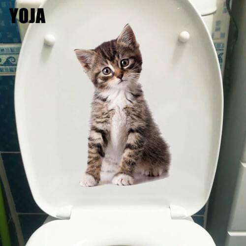 YOJA 14.6*23.7CM Lovely Animal Cat Toilet Seat Stickers Funny Childern Bedroom Wall Decor T1-1031