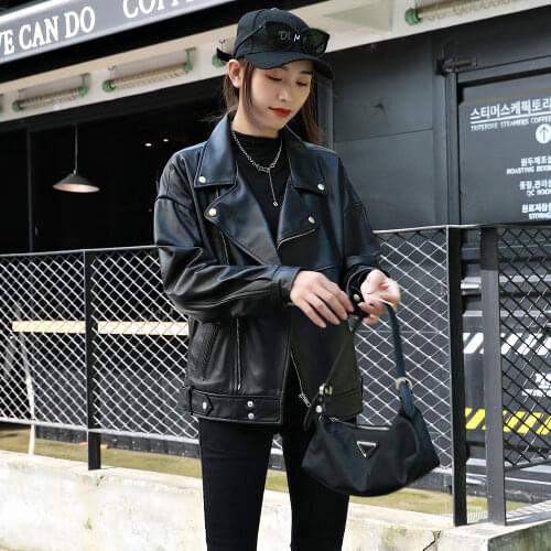 Oversized Soft Leather Jacket For Women 100% Natural Sheepskin Drop Shoulder Loose Female Coat Spring Autumn Bust 108~124cm