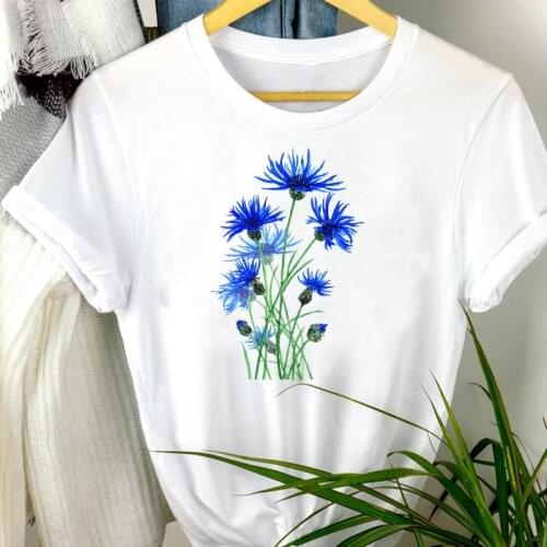 Women Clothes Cartoon Flower Floral 90s Beach Travel Summer Print Fashion Short Sleeve Tshirt Female Tee Top Graphic T-shirt