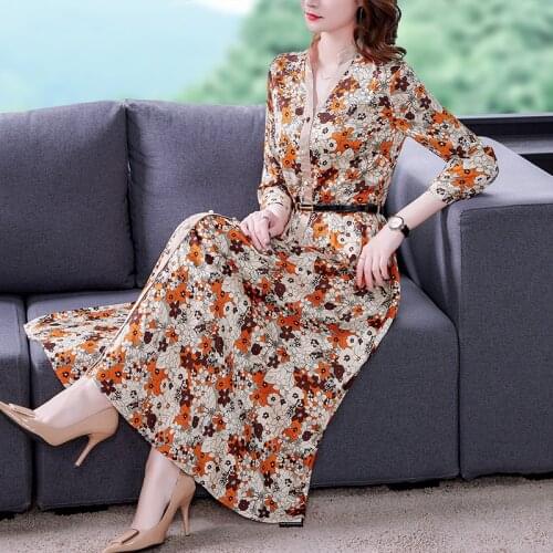 2021 Spring Vintage Flroal Long Sleeve Beach Dress Autumn 3XL Plus Size Casual Midi Dresses Women Elegant Bodycon Party Vestidos