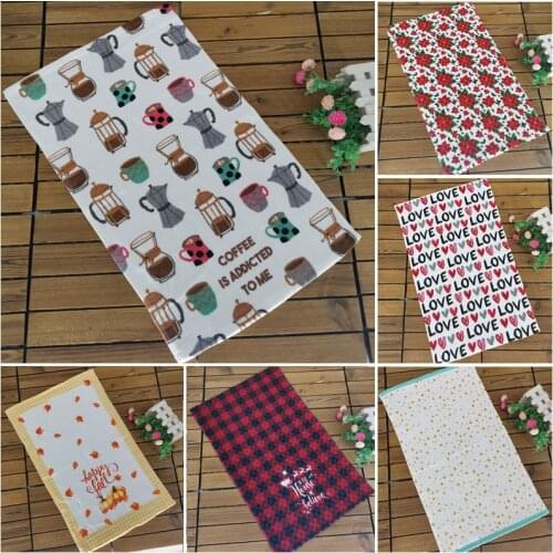 1pc NEW Cotton Dish Towel Printed Tea Napkin Soft Absorbent Kitchen Cleaning Cloth 65x40cm Lovely 6 Designs Options