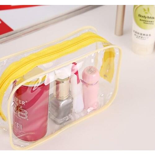 1PC New Ladies Cosmetic Storage Zipper Bag Simple Transparent PVC Solid Color Travel Outdoor Waterproof Toiletry Bag S/M/L