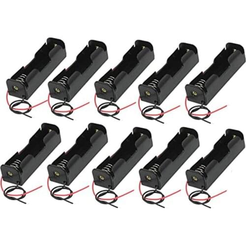 10Pcs 18650 Battery Holder Power Bank Plastic Battery Storage Box Case With Lead Wire 150mm Hold 1X 18650 Battery