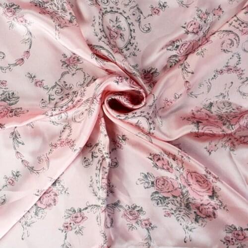 100% Mulberry Silk Fabric 16Momme Width 114cm Pink Color Printed Pure Silk Super Smooth For Wedding DIY Dress Clothing Bedding