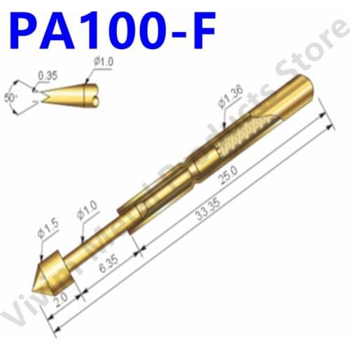 Durable Brass Spring Test Probe 100 / PCS Convenient And Durable Spring Test Probe PA100-F Metal Spring Probe Length 33.35mm