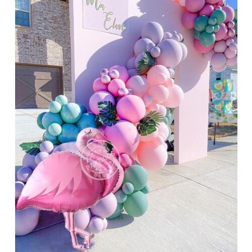 100pcs Tropical Flamingo Balloons Garland Arch Macaron Pink Purple Latex Globos Summer Hawaii Party Decoration Kids Birthday