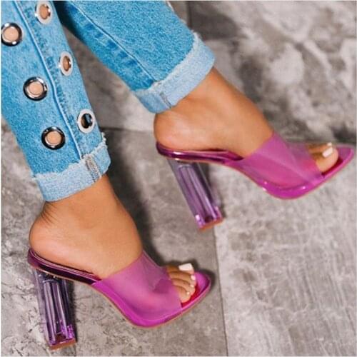 2020 New Women Sandals PVC Jelly Crystal Heel Transparent Women Sexy Clear High Heels Summer Sandals Pumps Shoes Size 41 42