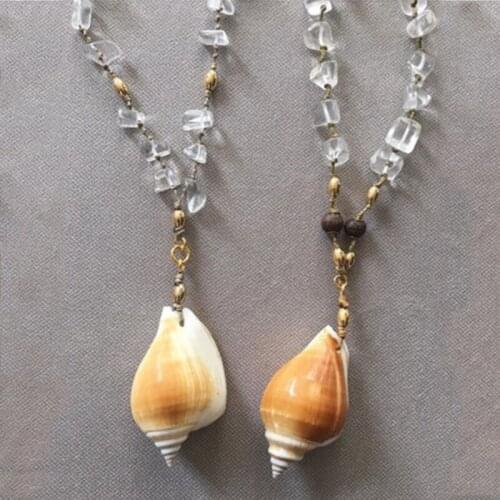 2021 Bolo Bohemian Women Long Big Cowries Shell Pendant Necklace Collana Di Conchiglie Collier De Coquillages Collar De Concha