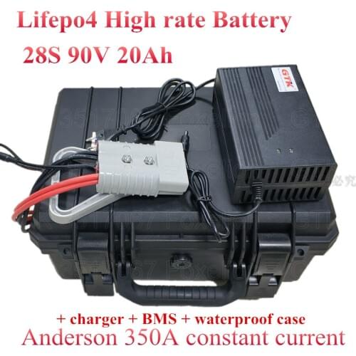 90v 20Ah 28S lifepo4 battery 84V high rate cells 20C 350A 400A BMS golf cart crazy cart Marine waterproof powerful + 3A charger
