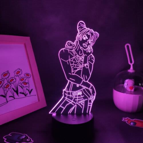 JoJo Bizarre Adventure Anime Figure Jolyne Cujoh 3D Led Lamps Manga RGB Night Lights Birthday Gift Bedroom Table Desk Decoration