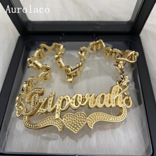 AurolaCo Customized Name Bracelet XOXO Name Bracelet Gold-plated Nameplate Stainless Steel Personalized Bracelet