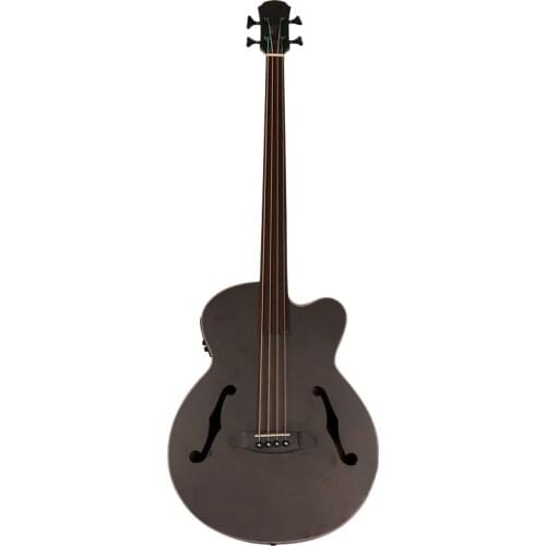 43 inch Jumbo bass acoustic bass guitar F hole full flame OAK fretless 4 string bass guitar with EQ electric acoustic gutiar