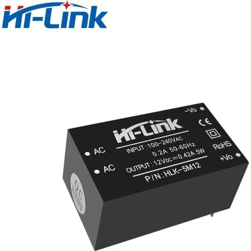 Free Shipping HLK-5M12 220V to12V 5W AC DC Power Supply Module Smart Home Isolated Converter