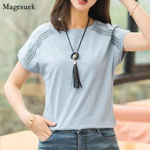 Short Sleeve Summer Top Blouse O-neck Loose Solid Oversized Shirt Female Office Lady Cotton Women Blouses Shirts Blusas 970C30