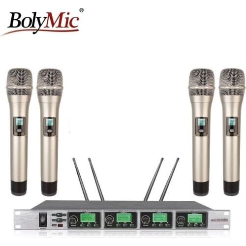 Bolymic 4 Channels wireless microphone pll professional uhf wireless Karaoke Microphone