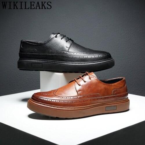 Brogue Shoes Men Classic Formal Mens Shoes Genuine Leather Fashion Luxury Mens Shoes Casual High Quality Brown Dress Buty Meskie