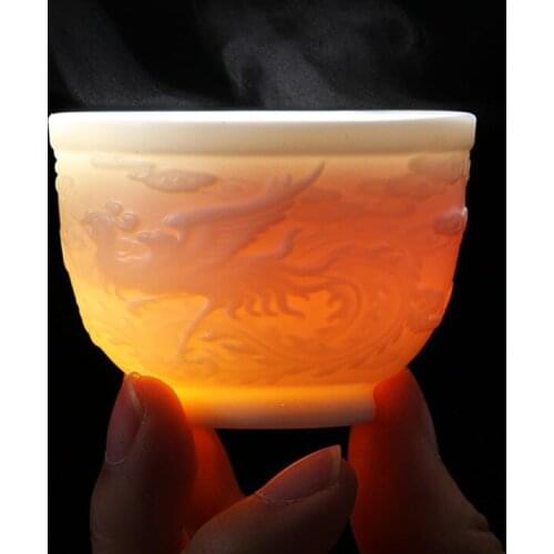 Dragon Phoenix Teacup Ceremony Drinkware Teaware Jade Porcelain Lotus Tea Cup 90ml Tea Master Health Small Tea Bowl Tea