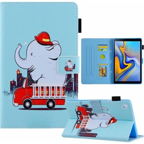 For Samsung Galaxy Tab A7 Lite 8.7inch T220 Cover Cartoon Elephant Pattern Shockproof Stand Magnetic PU Leather Case for SM-T225