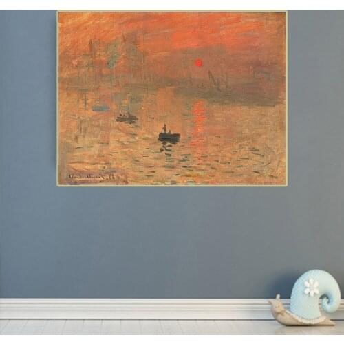 Citon Claude Monet《Impression Sunrise》Canvas Oil Painting World Famous Artwork Poster Picture Wall Decor Modern Home Decoration