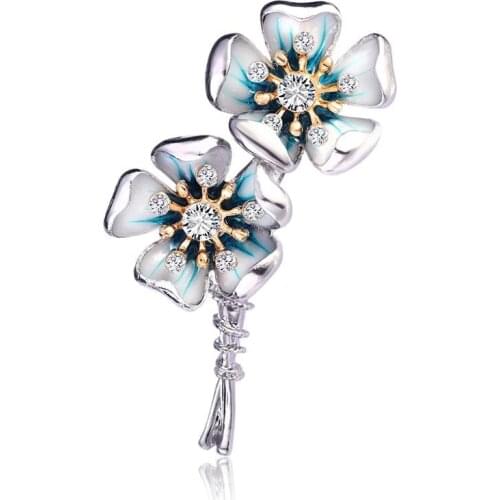Enamel Flower Trendy Brooch Pin Luxury Crystal Rhinestones Fashion Brooches Bouquet Clothes Jewelry High Quality Gift AL540