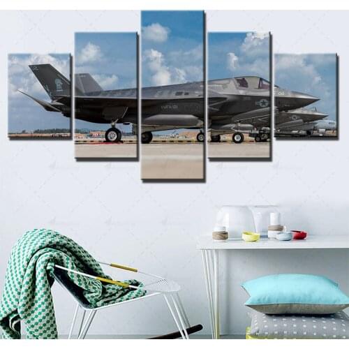Canvas Hd Printed Home Decoration Airplane Painting 5 Pieces Poster Wall Art Pictures Modern For Living Room Modular Framework