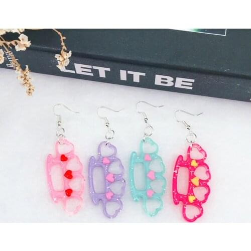 1pair Kawaii Flatback Resin knuckle Drop Earrings Multicolor Resin Earrings Jewelry for Children and Woman