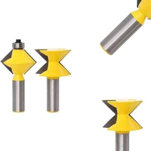 2Pcs 90 Degree V Design Tingue Groove Edge Banding Router Bit Set Plate Splicing Woodworking Milling Cutter