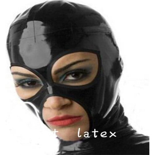 New Unisex Women Natural Latex Cosplay Full Face Mask Hood Shiny Headgear for Halloween Themed Fancy Party Role Play Costumes