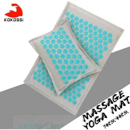 KoKossi Nature Linen Coconut palm Massage Yoga mat sport pillow mat with bag Lotus Spike Acupressure Mat Cushion