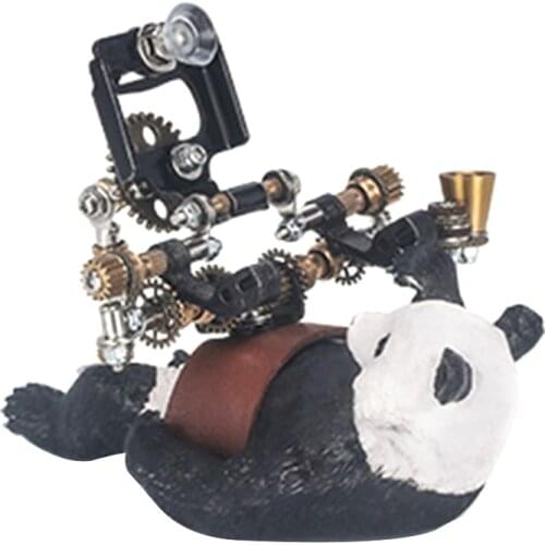 129Pcs 3D DIY Metal Mechanical Panda Assembly Model Kit Handmade Jigsaw Crafts Creative Gift for Home Decor As Phone Holder