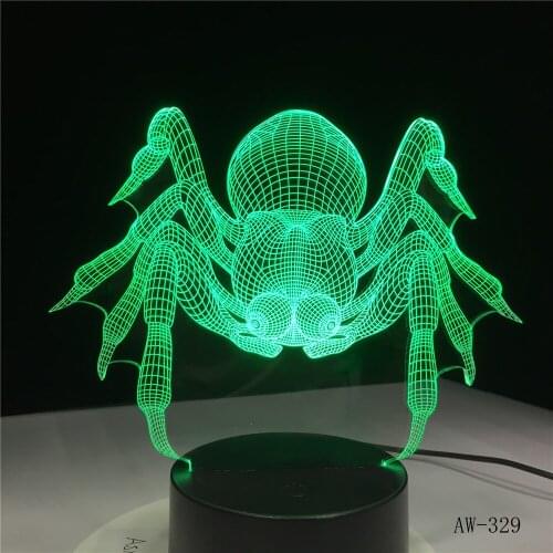 Spider Model 3D LED Night Light Acrylic Colorful Gradient Atmosphere Lamp With USB Cable Children Baby Bedroom Table Lamp AW-292