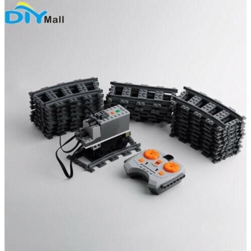 DIY Train Motor Set IR Remote Receiver AAA Battery Case LED Strip Rail Tracks for lego city train For Power Functions MOC