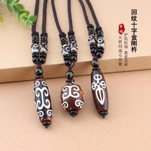 Nature stones Color Random Ethnic necklace nine eye beads totem DIZ s joker jewelry Nature stones accessories vintage pendant