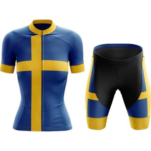 NEW Sweden Women Cycling sets / Cycling Suit Customized Road Mountain Race Top cycling clothing GEL Breathable Pad