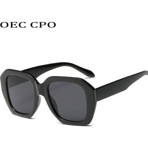 OEC CPO Oversize Women Square Sunglasses 2019 New Fashion Vintage Sun Glasses Women Gradient Black Pink UV400 Gafas O59