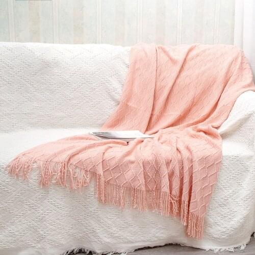 Solid Color knitted Blanket For Bed TV Shawl Soft Warm Cotton Sofa Blanket Modern Decoration Home Textiles Knitted Blankets