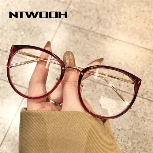 NYWOOH Cat Eye Glasses Frames Women Vintage Metal Fake Eyeglasses Retro Myopia Frame Clear Optical Spectacles
