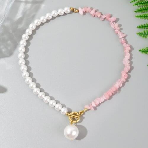 Bohemia Imitation Pearl Beads Gravel Stone Natural Semi-precious Stones Choker Necklace for Women Fashion Trendy Necklace Jewelr