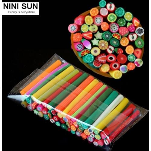 50pcs Promotion Popular Nail Art Fruit Decoration Slice Rod Sticks DIY Manicure Nails Stick 3D Decoration Soft pottery