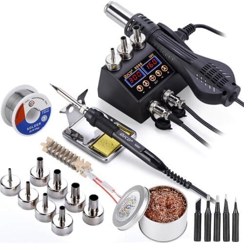 JCD Soldering station Double Switch Control SMD Hot Air Gun Soldering Iron LCD Digital Display BGA Welding Repair Station 8898