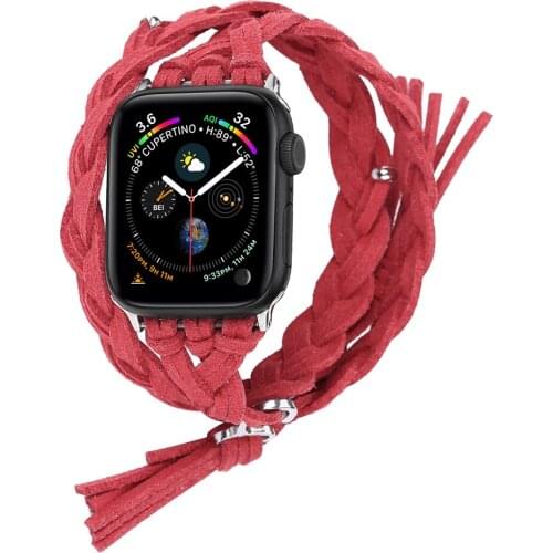 Wrap Braided Strap for Apple Watch Band iWatch SE Series 6/5/4/3 Bracelet 38mm 40mm 42mm 44mm Leather Watchband for Women Men
