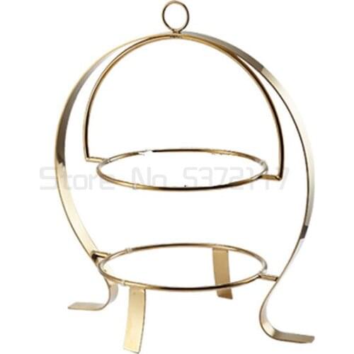 Nordic Light luxury gold ceramic double layer three layer cake tray afternoon tea heart rack fruit platter display rack