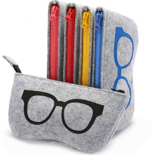 Portable Soft Zipper Reading Glasses Protector Sunglasses Pouch New Felt Glasses Case Bag Sunglasses Case Box